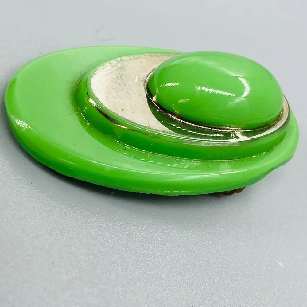 Vintage Art Deco Poured Glass Dress Clip Pin - Picture 9 of 15